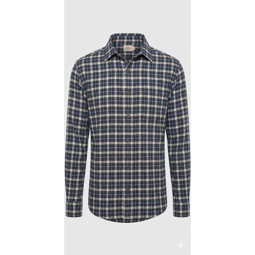 Faherty Brand Mens Movement Plaid Button Down Shirt Blue White Large NWT